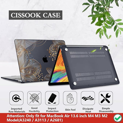CISSOOK Gorgeous Flower Case for MacBook Air 13.6 inch M4 M3 M2 2025 2024 2022 Release, Hard Shell Case with Keyboard Cover +Screen Protector for MacBook Air 13 inch A3240 A3113 A2681