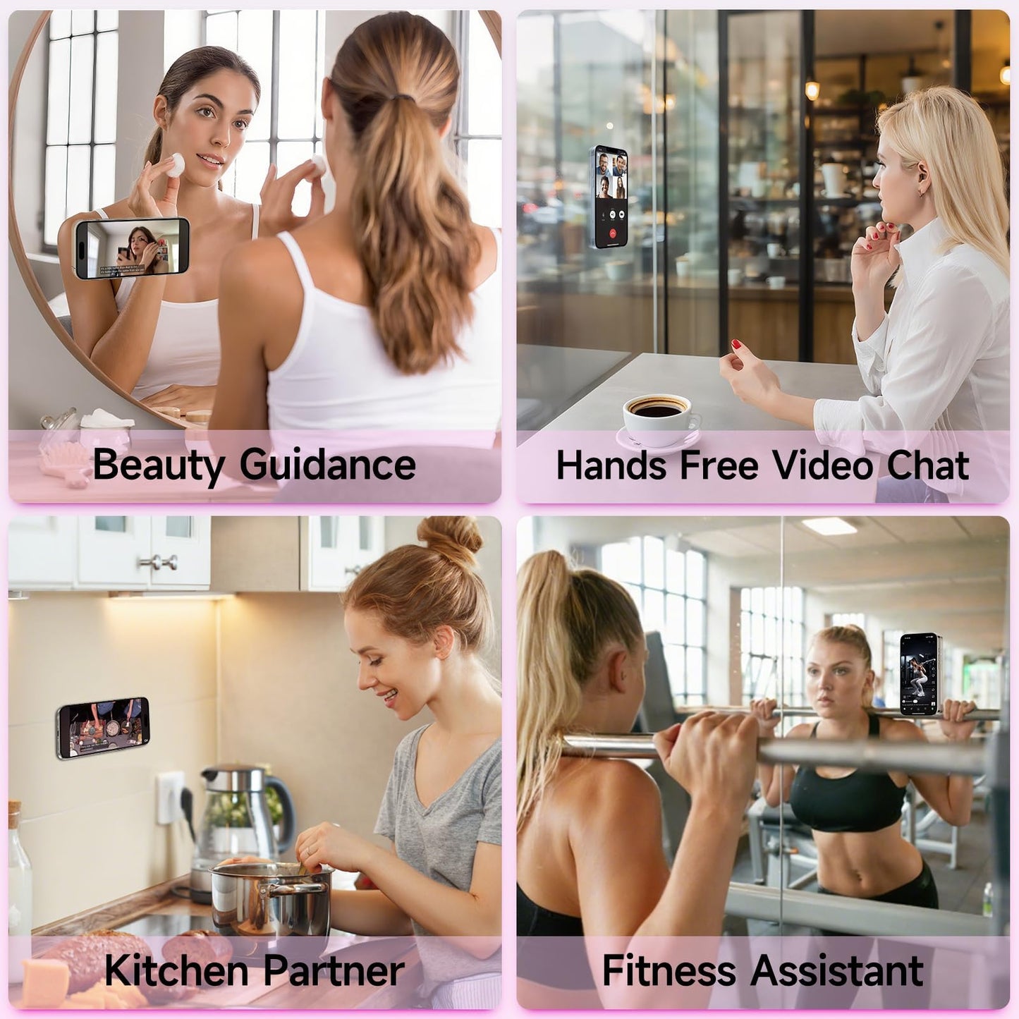 Yojaro Silicone Suction Phone Case Mount, Non Slip Suction Cup Phone Mount, Phone Accessories Holder for Selfies and Videos, Silicon Adhesive Phone Stand Sticky for Cell Phone Pink