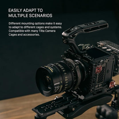 Tilta Xeno Top Handle for Filmmakers & Cameras - Black | Aluminum Alloy and Silicone Build | Fits Most Cameras/Cages | 1/4"-20 Threads w/Locating Points | Safety Release Pin (Dual 1/4"-20)
