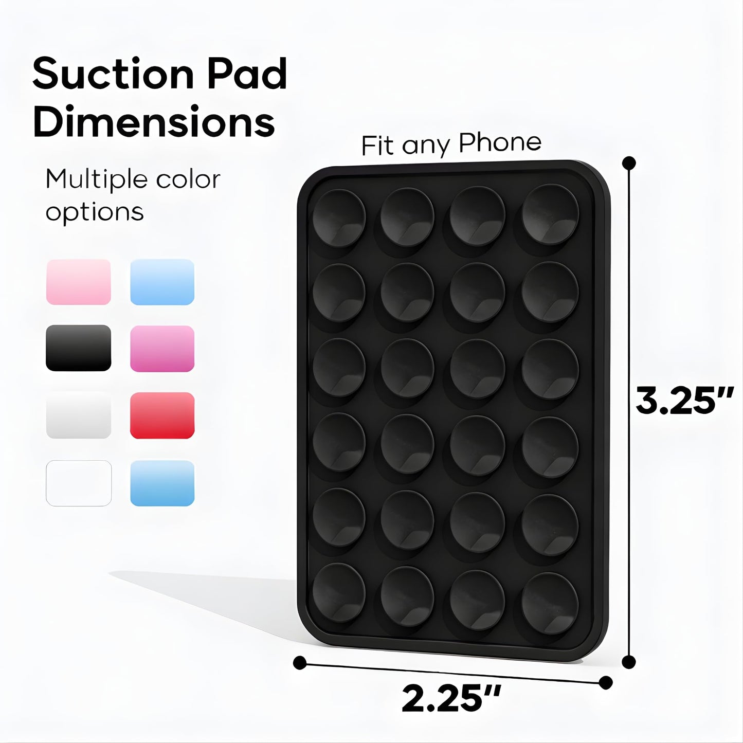 Suction Phone Case Mount, Phone Sticky Grip for iPhone and Android, Adhesive Phone Accessory, Hands-Free Mirror Shower Phone Holder for Videos and Selfies (Black)