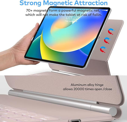 Keyboard Case for iPad Air 13 2024 and iPad Pro 12.9 inch 2022-6th / 2021-5th / 2020-4th / 2018-3rd Generation – Magnetic Keyboard Case with Multi-Touch Trackpad – Floating Cantilever Stand