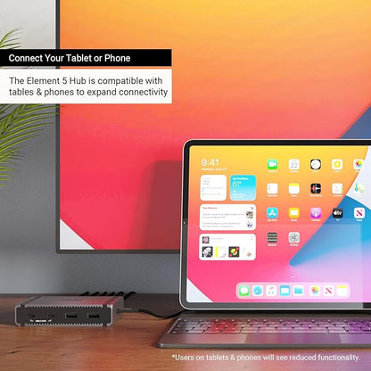 CalDigit E5 - Thunderbolt 5 Element 5 Hub - 9-Port, 4xThunderbolt 5/USB4 v2 Ports, 3xUSB-A & 2xUSB-C 10Gb/s Ports, Single 8K, Dual 6K/8K, or Dual 4K@240Hz Displays, 90W Charging, 0.8m Cable 180W PSU