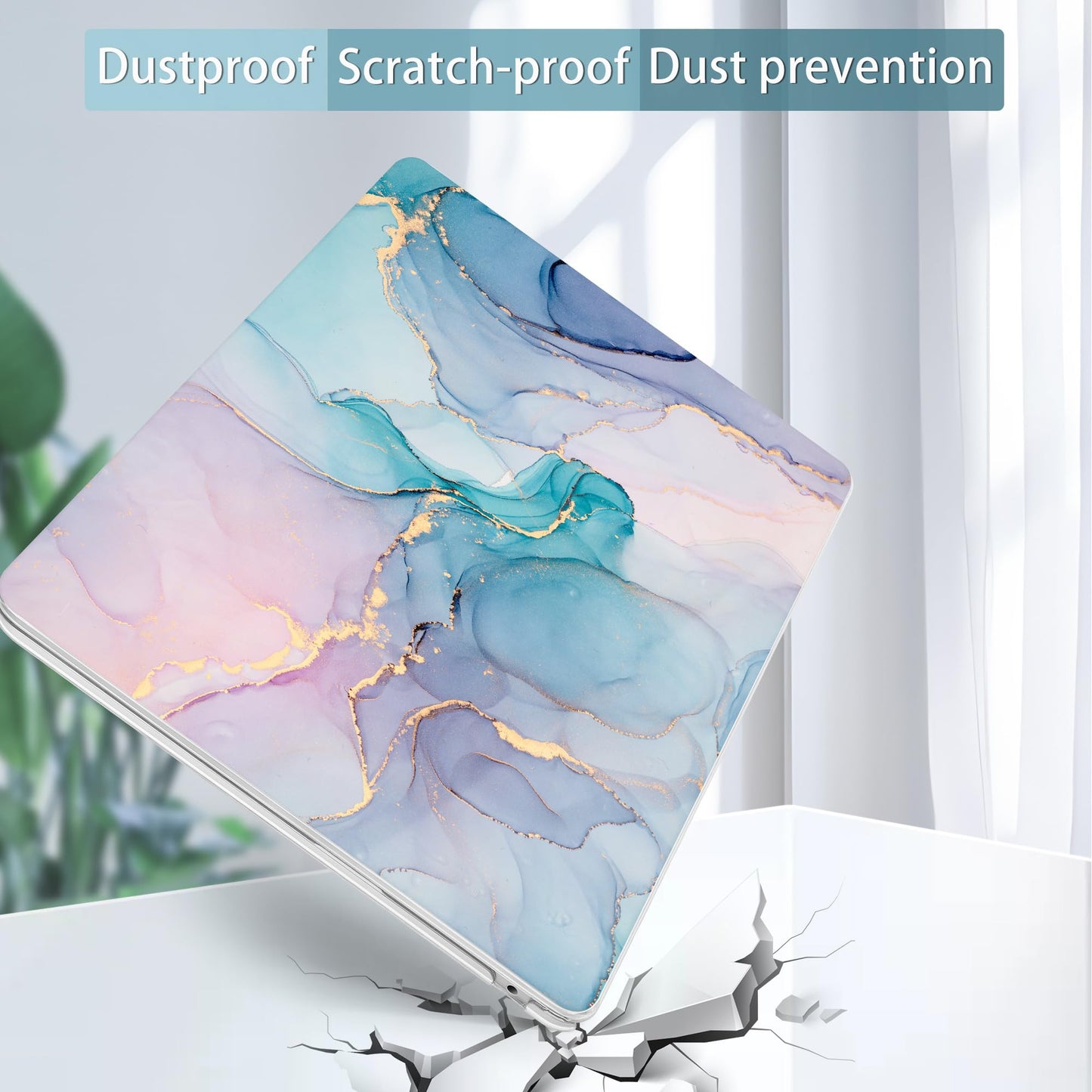 May Chen Case for MacBook Air 13/13.6 inch M5 A3449 M4 A3240 M3 A3113 M2 A2681, 2026 2025 2024-2022, Plastic Hard Shell with Keyboard Cover & Screec Protector, Gentle Marble