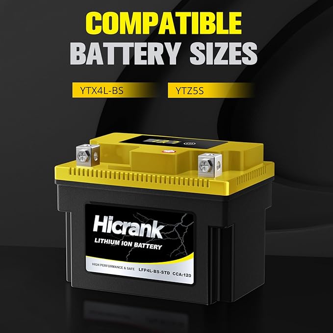 YTX4L-BS STD Standard Lithium Motorcycle Battery - 12.8V 2.8Ah 150CCA LiFePO4 Powersports Battery for ATV, Scooter, Snowmobile, Jet Ski, Honda Grom, Yamaha, Suzuki, CAN-AM, Generator