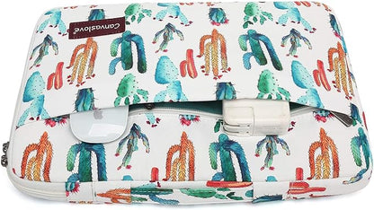 Canvaslove Cactus Corner and Bottom Rebound Bubble Cushioned Laptop Sleeve Bag case with Pockets and Handle For Macbook 14 inch,Surface Laptop 14.4 inch and 14 inch laptop