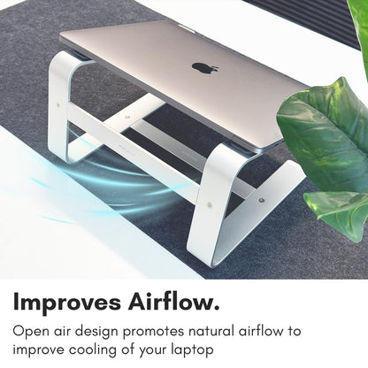 Macally Aluminum Laptop Stand for Desk - Works with All MacBook/Pro/Air & Laptops Between 10” to 17.3” - Sleek and Sturdy Laptop Riser - (ASTAND), Silver Aluminum