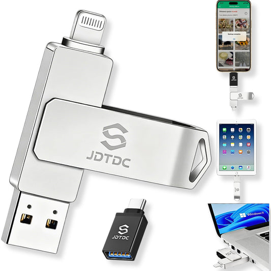 Real Capacity 128GB Photo Stick for iPhone, MFi Certified 3 in 1 USB Drive