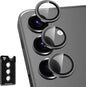 for Samsung Galaxy S25 Camera Lens Protector, Individual Metal Ring Tempered Glass Lens Cover, [Strong Adsorption] Scratch Resistant Ultra-Thin HD Clear Lens Cover, 1 Set-Black