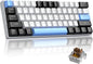 60% Mechanical Gaming Keyboard,Mixed Color Keycaps Gaming Keyboard with Brown Switches, Detachable Type-C Cable Mini Keyboard with Blue LED Light for PC/Laptop