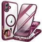 Miracase for iPhone 16 Case 6.1'', [Bubble Free] Full-Body Bumper Phone case with Built-in Full Glass Screen &Lens Protector,No Gap,Compatible with MagSafe,Drop Proof 16 Cover, Plum