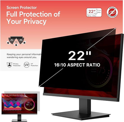 BERSEM 22 Inch Monitor Computer Privacy Screen Filter for 16:10 Ratio,Removable Monitor Anti-Glare & Privacy Filters for 22 Inch, Anti Blue Light, Anti-Spy, Anti-Scratch, UV-Blocking Peripherals