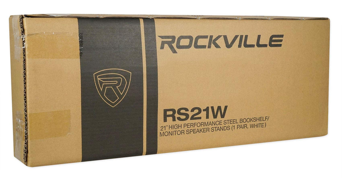 Rockville RS21W V2 Pair 21" Steel Bookshelf Speaker/Monitor Stands, White