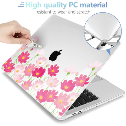MEEgoodo Case for MacBook Pro 13 inch Case 2022 2021 2020 New A2338 M2/M1 A2251 A2289, Laptop Hard Shell with Keyboard & Camera Cover Compatible with 13 inch MacBook Pro, Bright Pink Flowers