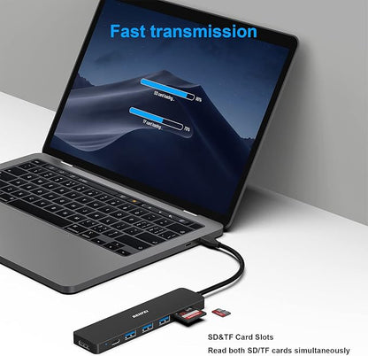 BENFEI USB C HUB 7-in-1, USB-C HUB Multiport Adapter with HDMI (4K @ 60Hz Certified)/100W Power Delivery/3*USB 3.0 5Gbps/SD/TF Card Reader (160MB/s) for iPhone 15 Pro/Max MacBook iPad Pro iMac S23