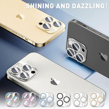 LucBuy 3PCS Sparkling Camera Lens Protector for iPhone 11 Pro/iPhone 11 Pro Max, Full Clear Acrylic Cover with Shiny Colorful Glitter Designed Decoration Back Camera Protector