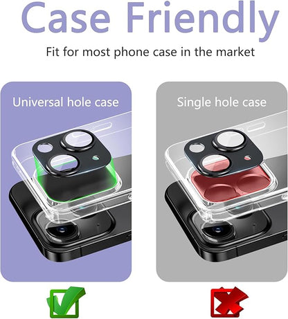 2 Pack Camera Lens Protector for iPhone 14 / iPhone 14 Plus,[Not Easy to Breakn ] AR Tempered Glass Strong Adsorption Metal Camera Cover Screen-purple