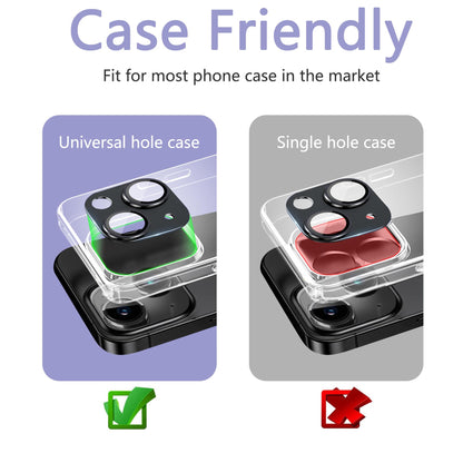 SHANG PIN JIA 2 Pack Camera Lens Protector for iPhone 14/14 Plus,[Not Easy to Breakn ] AR Tempered Glass Strong Adsorption Metal Camera Cover Screen-Silvery