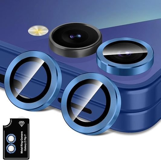 Avocase for Samsung Galaxy Z Flip 7 Camera Lens Protector, Individual Metal Ring Tempered Glass Lens Cover, [Strong Adsorption] Scratch Resistant Ultra-Thin HD Clear Lens Cover, 1 Set-Blue Shadow