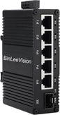 Industrial Mini Gigabit Ethernet Switch 5-Port RJ45 10/100/1000BASE-T+1-Port SFP Slot,Unmanaged Network Switch,Network Hub,Dinrail Mount or Wall-Mount,Plug & Play,Fanless (5 RJ45+1 SFP)