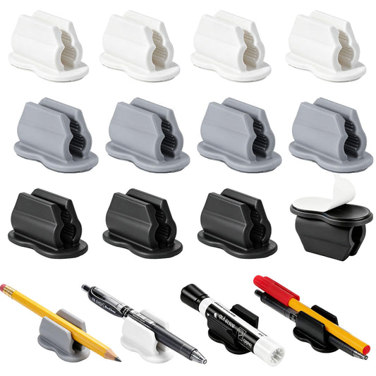 Adhesive Pen Holder Pencil Holder for Desk Wall Clipboard Notebook Car 12PCS Dry Erase Marker Holder for Whiteboard Fridge Office Accessories Teacher Supplies Classroom Must Haves (12PCS Black)