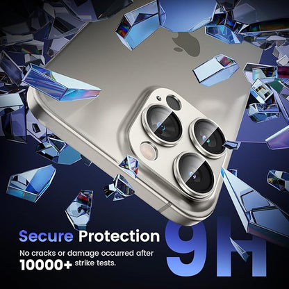 Tensea for iPhone 16 Pro/iPhone 16 Pro Max/iPhone 15 Pro/iPhone 15 Pro Max Camera Lens Protector, Metal Aluminum Alloy Tempered Glass Cover Camera Screen Protector Accessories, Case Friendly