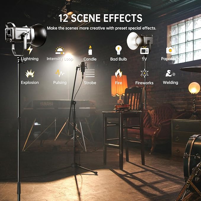 GVM 160W LED Video Light with Bluetooth Control, 5600K Photography Light, Studio Lighting Kit for Photography, Filmmaking, YouTube and Tiktok, 98100 lux/1.64ft, 12 Scene Modes, Lightweight