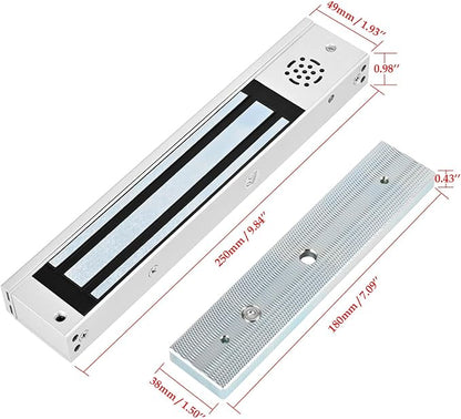 Door Access Control System Inswinging 600lbs Magnetic Lock Kit Build-in Alarm Beeper with ZL Bracket Remote Controller Exit Button