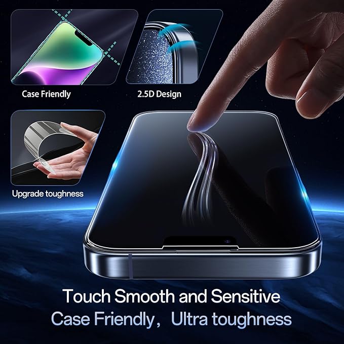 Screen Protector for iPhone 13 Pro Max/14 Plus [6.7 Inch], Colorless Anti-Blue Light Tempered Glass Films, Eye Protection,9H Hardness, No Bubbles, Case Friendly Easy Installation Kit, 2 Pack