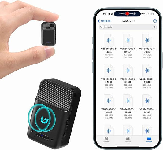 AOTAOREC Mini Voice Recorder,64GB Magnetic Voice Activated Recorder with AI Noise Cancellation,72H Battery Life, USB-C Portable Recording Device for Car,Lectures,Meetings,Interviews (2025 Upgrade)