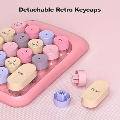 MOFII Wireless Number Pads - Pink Numeric Keypad 18 Keys USB 2.4G Round Keycap Colorful Extensions Keypads, Financial Accounting Portable Numpad 10 Key for Laptop/PC/Notebook/Surface Pro