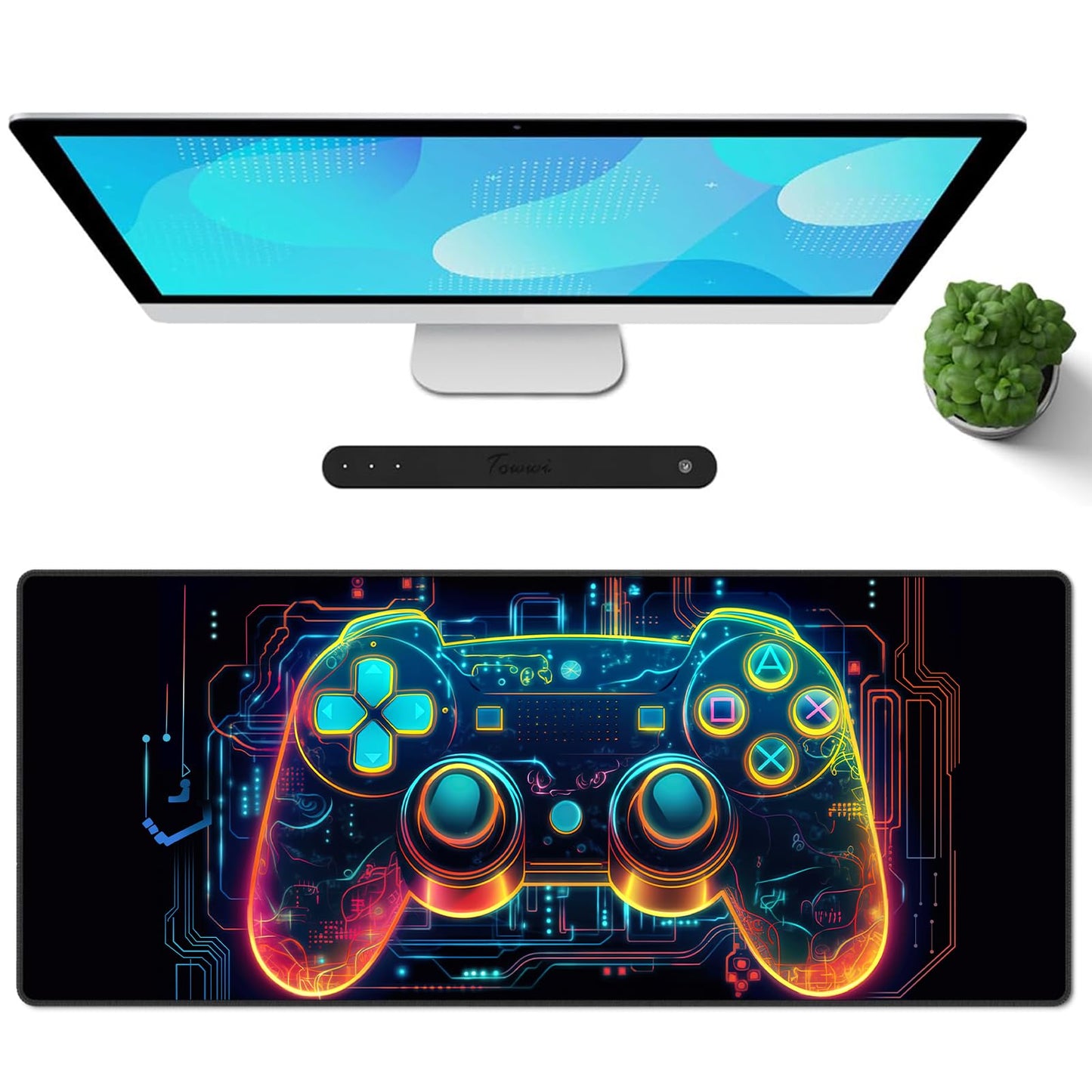 Galdas Gaming Mouse Pad XXL XL Large Long Extended Big Mousepad Non-Slip Rubber Keyboard Mouse Pad with Stitched Edges for Laptop Home Office (31.5x11.8x0.08 Inch) … (Handle)