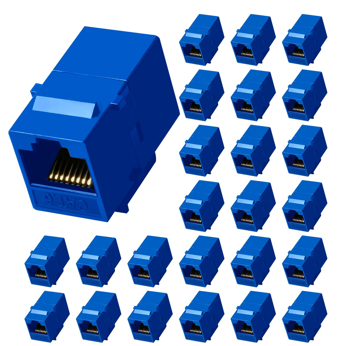 NataLink Cat6 RJ45 Keystone Coupler 25-Pack, Ethernet Coupler Female to Female, Ethernet Cable Extender UTP Inline Cat6 Keystone Jacks for Wall Plates & Patch Panels – Blue