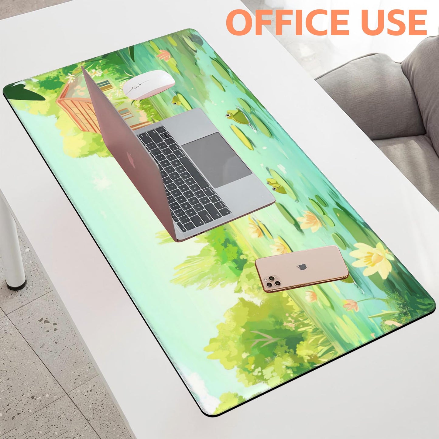 NIYLYNSYN Mouse Pad Large Frog in The Water Non-Slip Game Desk Mat with Stitched Edge Laptop Keyboard Desk Pad for Work Home Gaming (35.4 x 15.7 Inches)