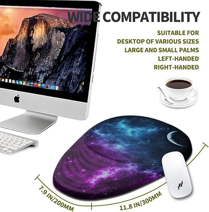 Hokafenle Ergonomic Mouse Pad Wrist Support, Terraced Slope Carpal Tunnel Wrist Pad for Mouse with Unibody Memory Foam, Wrist Rest Pain Relief Mousepad (Galaxy, 11.8x7.9 in)
