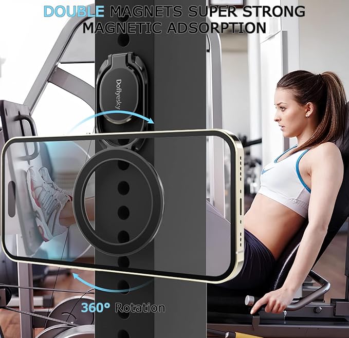 Magnetic Phone Ring Holder with Magsafe, Double Adjustable Gym Finger Ring Grip, Removable Phone Grip, for iPhone, iPad and Smartphones, Compatible with Magnetic Car Mount (Colorful)