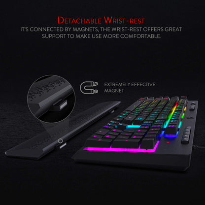 Redragon K512 RGB Membrane Gaming Keyboard, 6 Macro Keys & Easy Media Wheel