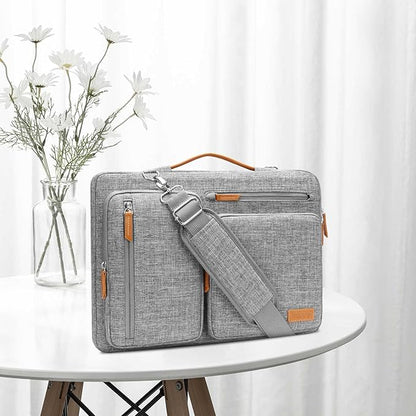 MOSISO 360 Protective Laptop Shoulder Bag,15-15.6 inch Computer Bags Compatible with MacBook Pro 16 inch, HP, Dell, Lenovo, Asus Notebook,Side Open Messenger Bag with 4 Zipper Pockets, Gray
