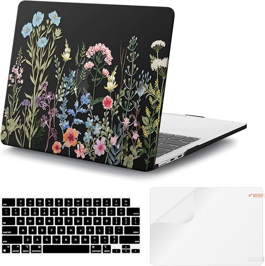 iCasso for MacBook Air 13 inch Case 2025 2024-2022 Release M4 A3240 M3 A3113 A2681 M2 with Liquid Retina Display, Hard Plastic Shell for Mac Air 13.6, TPU Keyboard Cover&Screen Protector, Weeds