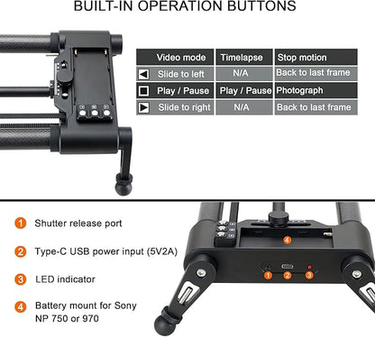 Konova New G1 Wireless Motorized Integrated Carbon Slider for Video, Time Lapse, Stop Motion, Parallax Panormaic Shooting (100cm (39.4"))