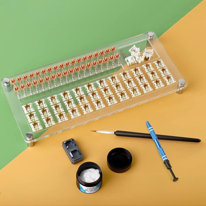 YIMAGUJRX RUNJRX 36 Switches Acrylic Lube Station for Keyboard Switch,GPL 205G0 0.53oz/15g, Switch Opener for MX Cherry Akko Panda Kailh Switch Tester,Switch Lube Kit for Gaming Keyboard