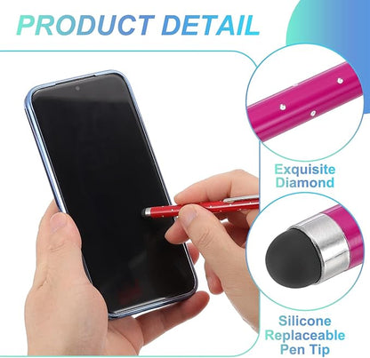 PATIKIL Stylus Pens for Touch Screens, 6 Pcs High Precision Universal Bling Stylus Crystal Metal Capacitive Pen for Touch Screen Devices Phone Tablets Laptop, Rose Red