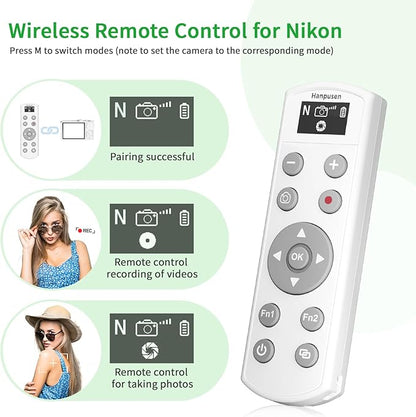 for Nikon Rechargeable Wireless Remote Control - Camera Remote Shutter Release with Zoom Focus Compatible with Nikon Z6 II/Z6 III/Z7 II/Z30/Z50/Z fc/Z f/Z5 II/Z50 II/B600/A1000/P950/P1000/P1100