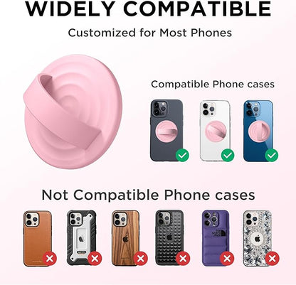 Magnetic Phone Ring Grip Holder, Silicone Finger Loop Grip, Compatible with MasSafe, Back of Phone for iPhone Pro Max/Plus/16/15/15/14/13/12 Series, Pink