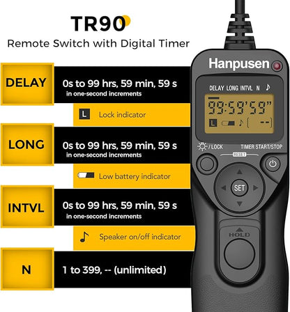 Camera Wired Timer Shutter Release, Camera Intervalometer Shutter Release Cords Compatible with Nikon Df, Z7, Z7 II, Z6, Z6 II, Z5, D750, D780, D5300, COOLPIX P950; Replaces Nikon MC-DC2
