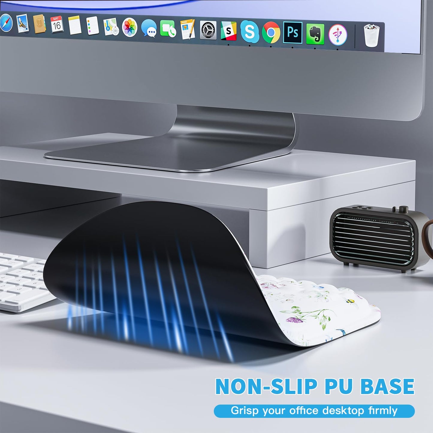 Aszqvd Ergonomic Mouse Pad with Wrist Support, White Mousepad for Desk