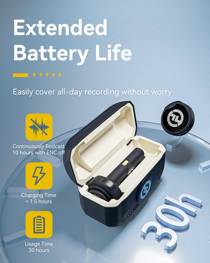Hollyland Lark M2 Wireless Microphone for iPhone14 & Below, Mini Magnetic Microphone, 300m Range, Hi-Fi Audio, Noise Cancelling, 30h Use, Video Recording (2TX + Lightning RX + Charging Case)