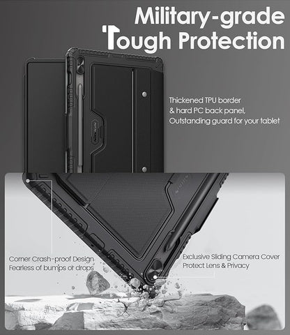 Nillkin for Samsung Galaxy Tab S9 FE Plus Case with Detachable Keyboard, Multi-Touch Trackpad, 7-Color Backlit, S Pen Holder, Rugged Keyboard Case with Camera Cover for Samsung Tablet S9 FE+ 12.4"