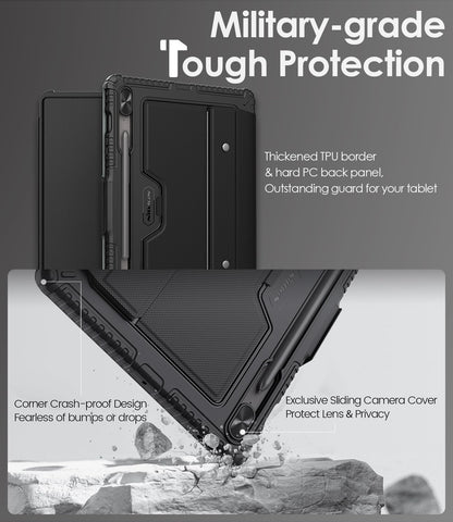 Nillkin for Samsung Galaxy Tab S10 Plus/S9 Plus 12.4" Case with Detachable Keyboard, 7-Color Backlit, Trackpad, S Pen Holder, Rugged Keyboard Case with Camera Cover for Samsung Tablet S9+/S10+ 5G