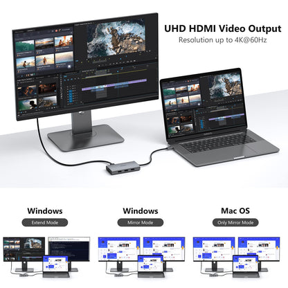 USB C Docking Station Dual Monitor Computer Multiple Monitor Hub Adapter