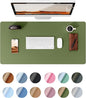 YSAGi Leather Desk Protector, Office Mat, Large Mouse Pad, Non-Slip PU Leather Blotter, Laptop Desk, Waterproof Writing Pad for Office and Home (Green, 31.5" x 15.8")